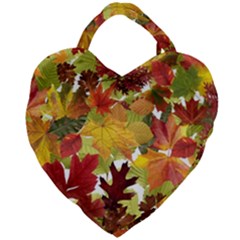 Autumn Fall Leaves Giant Heart Shaped Tote by LoolyElzayat