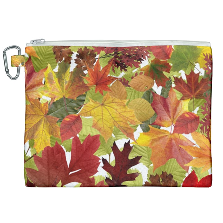 Autumn Fall Leaves Canvas Cosmetic Bag (XXL)