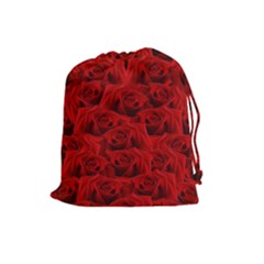 Romantic Red Rose Drawstring Pouches (large)  by LoolyElzayat