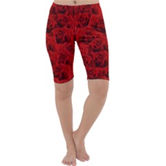 Romantic Red Rose Cropped Leggings  by LoolyElzayat