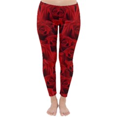 Romantic Red Rose Classic Winter Leggings by LoolyElzayat