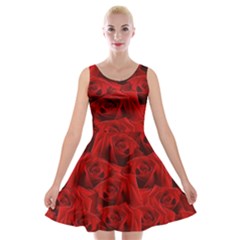 Romantic Red Rose Velvet Skater Dress by LoolyElzayat