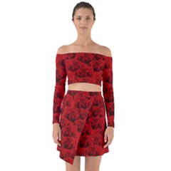 Romantic Red Rose Off Shoulder Top With Skirt Set by LoolyElzayat