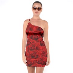 Romantic Red Rose One Soulder Bodycon Dress