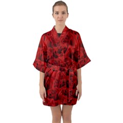 Romantic Red Rose Quarter Sleeve Kimono Robe by LoolyElzayat