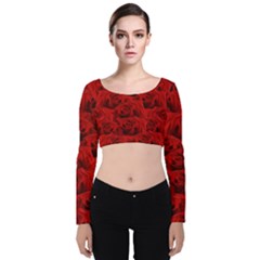 Romantic Red Rose Velvet Crop Top by LoolyElzayat