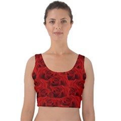 Romantic Red Rose Velvet Crop Top by LoolyElzayat