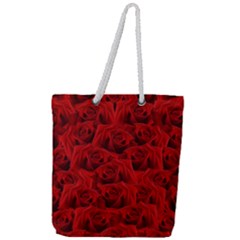 Romantic Red Rose Full Print Rope Handle Tote (large) by LoolyElzayat