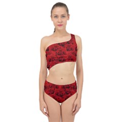 Romantic Red Rose Spliced Up Two Piece Swimsuit by LoolyElzayat