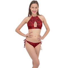 Romantic Red Rose Cross Front Halter Bikini Set by LoolyElzayat