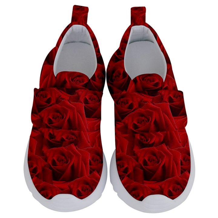 Romantic Red Rose Velcro Strap Shoes