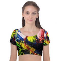 Global Warming 2 Velvet Short Sleeve Crop Top  by bestdesignintheworld