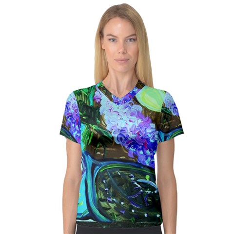 Lilac And Lillies 1 V-neck Sport Mesh Tee by bestdesignintheworld