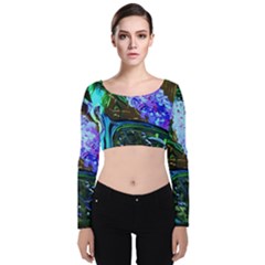 Lilac And Lillies 1 Velvet Crop Top