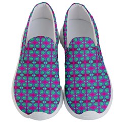 Pink Green Turquoise Swirl Pattern Men s Lightweight Slip Ons by BrightVibesDesign