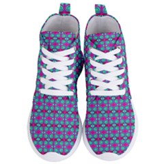 Pink Green Turquoise Swirl Pattern Women s Lightweight High Top Sneakers