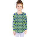 Blue Yellow Green Swirl Pattern Kids  Long Sleeve Tee View1