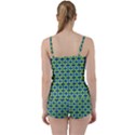 Blue Yellow Green Swirl Pattern Tie Front Two Piece Tankini View2