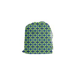 Blue Yellow Green Swirl Pattern Drawstring Pouches (xs)  by BrightVibesDesign