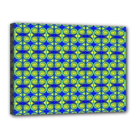 Blue Yellow Green Swirl Pattern Canvas 16  X 12  by BrightVibesDesign