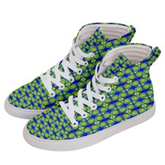 Blue Yellow Green Swirl Pattern Women s Hi-top Skate Sneakers by BrightVibesDesign