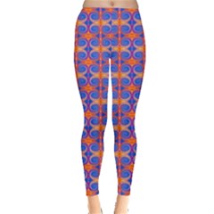 Blue Orange Yellow Swirl Pattern Leggings  by BrightVibesDesign