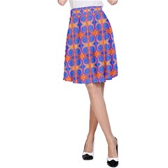 Blue Orange Yellow Swirl Pattern A-line Skirt by BrightVibesDesign