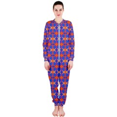 Blue Orange Yellow Swirl Pattern Onepiece Jumpsuit (ladies)  by BrightVibesDesign