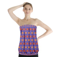 Blue Orange Yellow Swirl Pattern Strapless Top by BrightVibesDesign