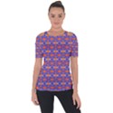 Blue Orange Yellow Swirl Pattern Short Sleeve Top View1