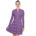 Blue Orange Yellow Swirl Pattern Long Sleeve Panel Dress View1