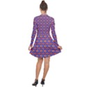 Blue Orange Yellow Swirl Pattern Long Sleeve Panel Dress View2