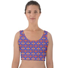 Blue Orange Yellow Swirl Pattern Velvet Crop Top