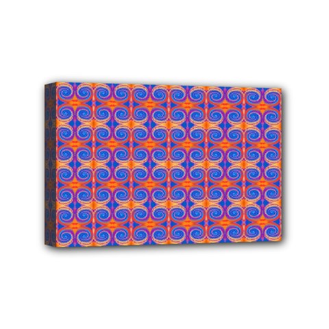 Blue Orange Yellow Swirl Pattern Mini Canvas 6  X 4  by BrightVibesDesign