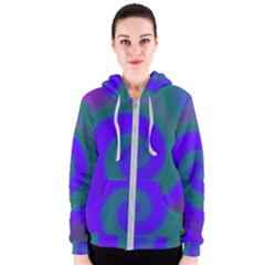 Swirl Green Blue Abstract Women s Zipper Hoodie by BrightVibesDesign