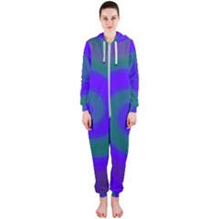 Swirl Green Blue Abstract Hooded Jumpsuit (ladies)  by BrightVibesDesign