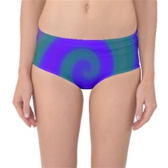 Swirl Green Blue Abstract Mid-waist Bikini Bottoms by BrightVibesDesign