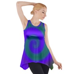 Swirl Green Blue Abstract Side Drop Tank Tunic by BrightVibesDesign