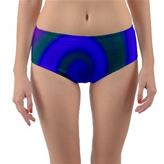 Swirl Green Blue Abstract Reversible Mid-waist Bikini Bottoms by BrightVibesDesign