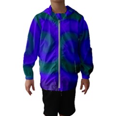 Swirl Green Blue Abstract Hooded Windbreaker (kids) by BrightVibesDesign