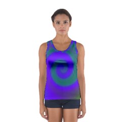 Swirl Green Blue Abstract Sport Tank Top  by BrightVibesDesign