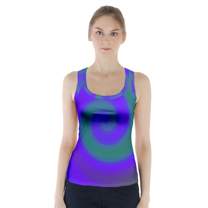 Swirl Green Blue Abstract Racer Back Sports Top