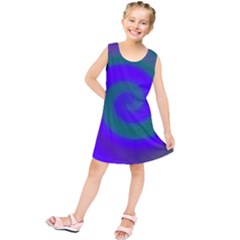 Swirl Green Blue Abstract Kids  Tunic Dress by BrightVibesDesign