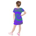 Swirl Green Blue Abstract Kids  Short Sleeve Velvet Dress View2