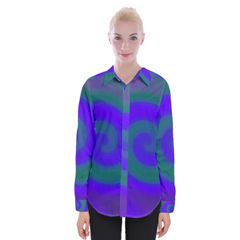 Swirl Green Blue Abstract Womens Long Sleeve Shirt by BrightVibesDesign