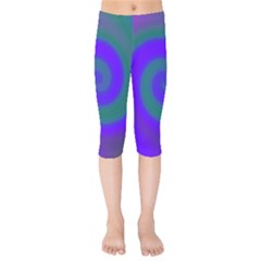 Swirl Green Blue Abstract Kids  Capri Leggings  by BrightVibesDesign