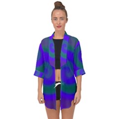 Swirl Green Blue Abstract Open Front Chiffon Kimono by BrightVibesDesign