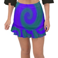 Swirl Green Blue Abstract Fishtail Mini Chiffon Skirt by BrightVibesDesign