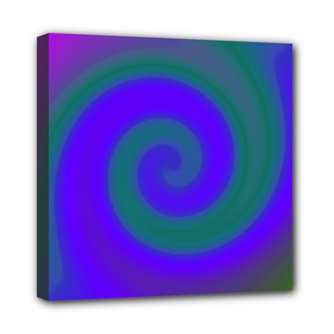 Swirl Green Blue Abstract Mini Canvas 8  X 8  by BrightVibesDesign