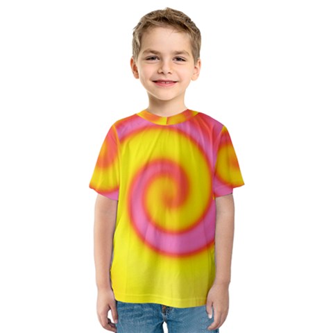 Swirl Yellow Pink Abstract Kids  Sport Mesh Tee by BrightVibesDesign